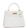 Сумка Hermes Kelly Retourne 28 White Clemence Gold Hardware Белая