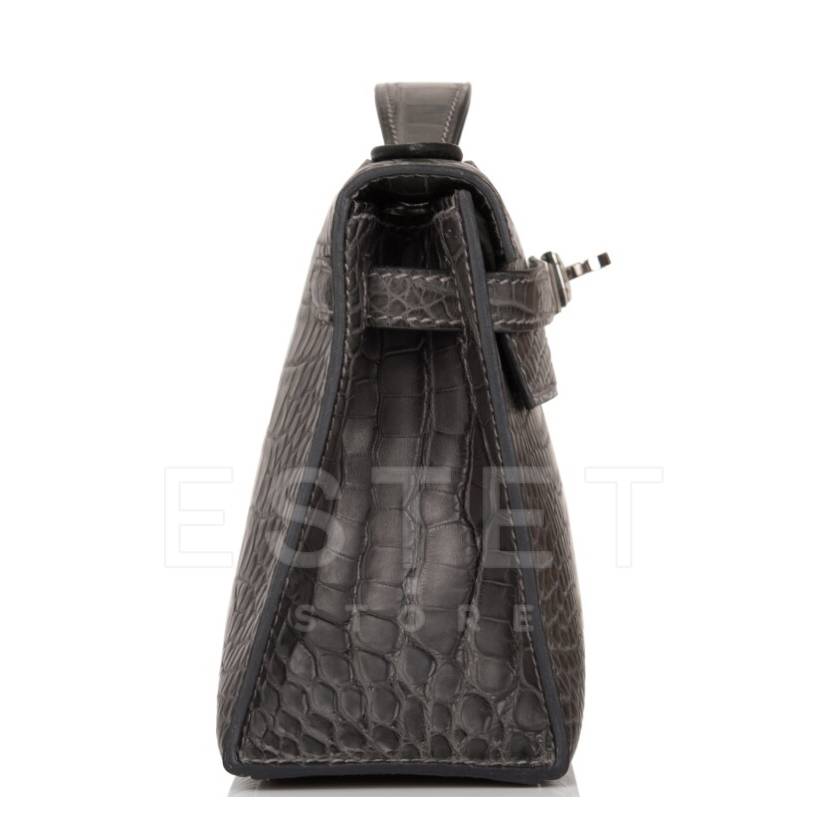 Сумка Hermes Graphite Mini Kelly Pochette Серая