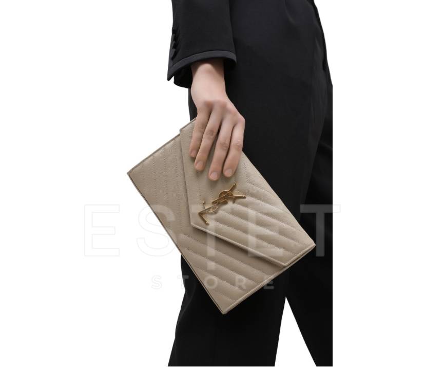 Сумка Saint Laurent Monogram Envelope Бежевая