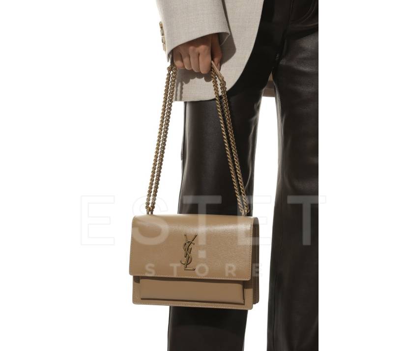 Сумка Saint Laurent Sunset Monogram Medium Бежевая