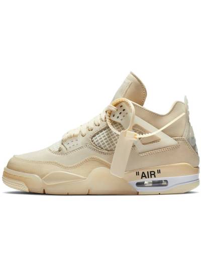 Кроссовки Nike Off-white X Air Jordan 4 Кремовые