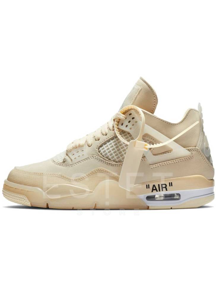 Кроссовки Nike Off-white X Air Jordan 4 Кремовые