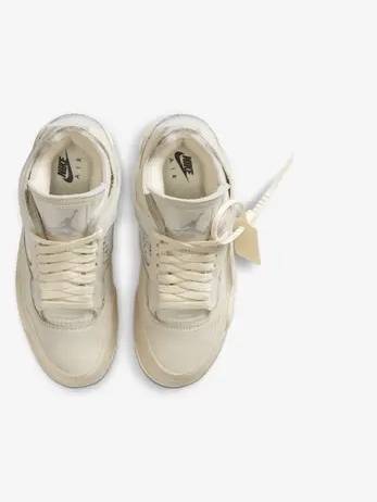 Кроссовки Nike Off-white X Air Jordan 4 Кремовые