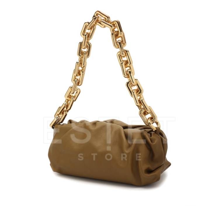 Сумка Bottega Veneta The Chain Pouch Коричнево-бежевая