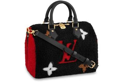 Сумка Louis Vuitton Speedy Bandouliere Monogram Teddy Fleece 25 Черная