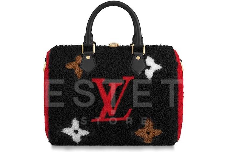 Сумка Louis Vuitton Speedy Bandouliere Monogram Teddy Fleece 25 Черная
