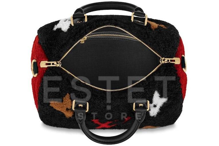 Сумка Louis Vuitton Speedy Bandouliere Monogram Teddy Fleece 25 Черная