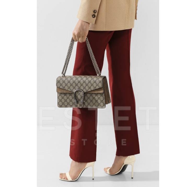 Сумка Gucci Dionysus Gg Supreme Small Бежевая