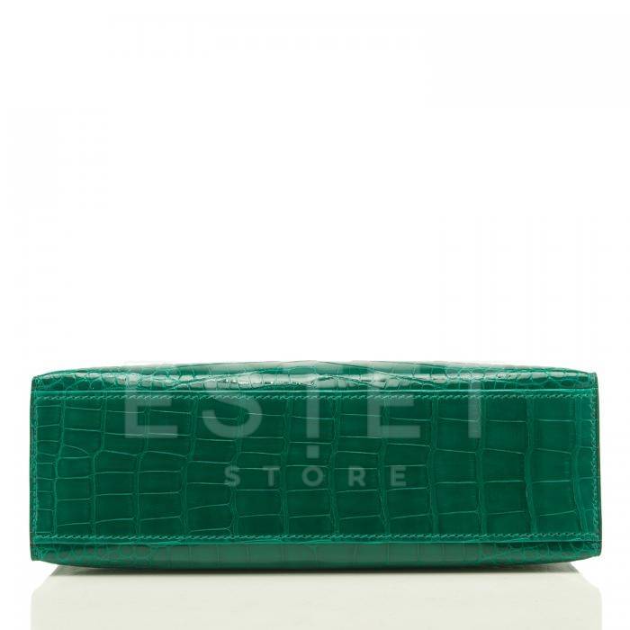 Сумка Hermes Kelly Pochette Emerald Shiny Зеленая