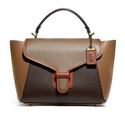 Сумка Coach Courier Carryall In Colorblock Коричнево-бежевая