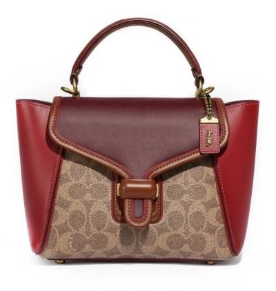 Сумка Coach Courier Carryall In Colorblock Signature Canvas Бордовая