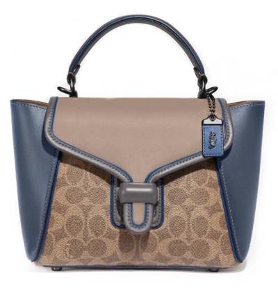 Сумка Coach Courier Carryall In Colorblock Signature Canvas Голубая