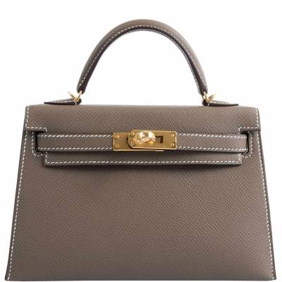 Сумка Hermes Kelly 20 Mini Sellier Коричнево-бежевая