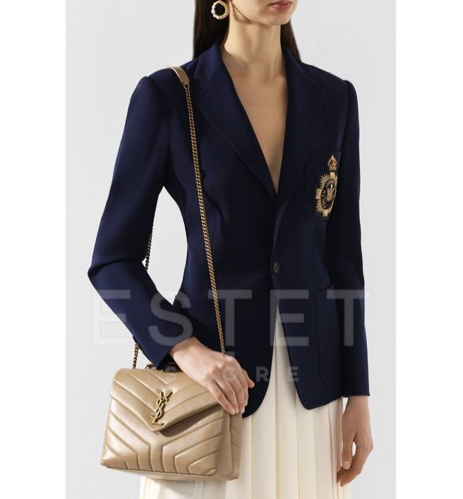 Сумка Saint Laurent Monogram Loulou Small Бежевая