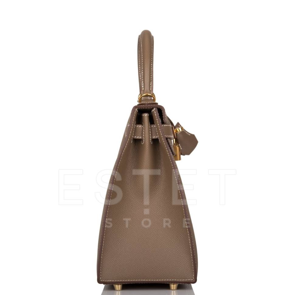 Сумка Hermes Kelly Sellier 28 Etoupe Epsom Темно-коричневая