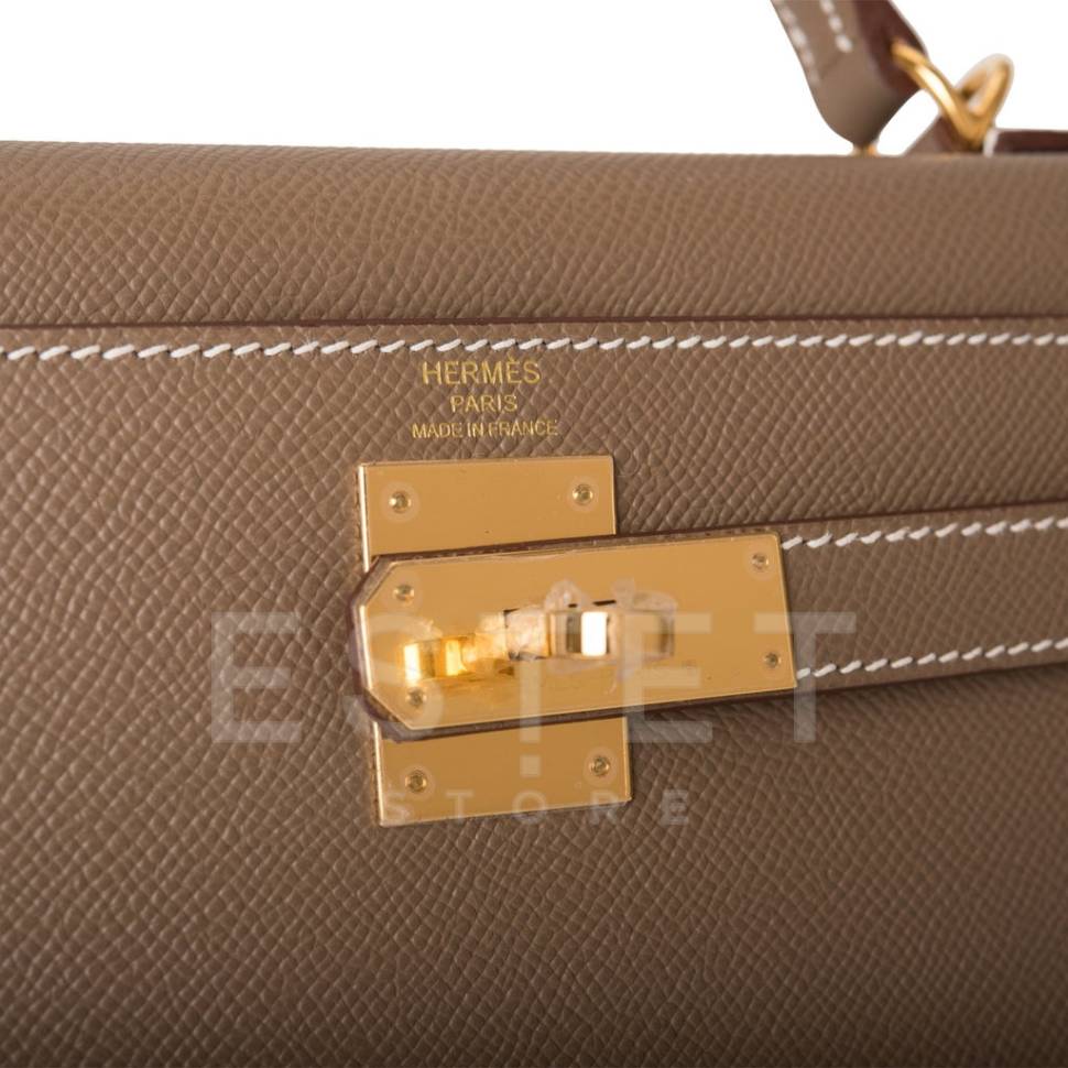 Сумка Hermes Kelly Sellier 28 Etoupe Epsom Темно-коричневая