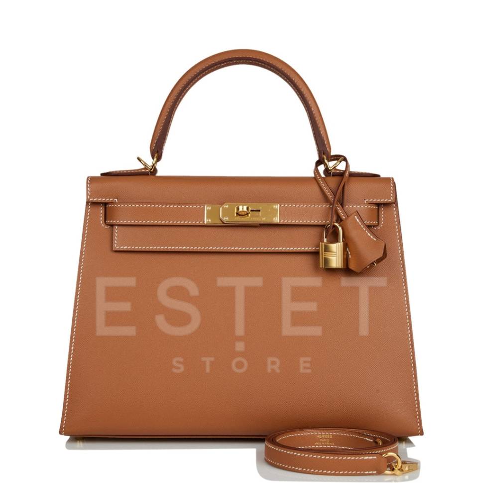 Сумка Hermes Kelly Sellier 28 Gold Madame Коричневая