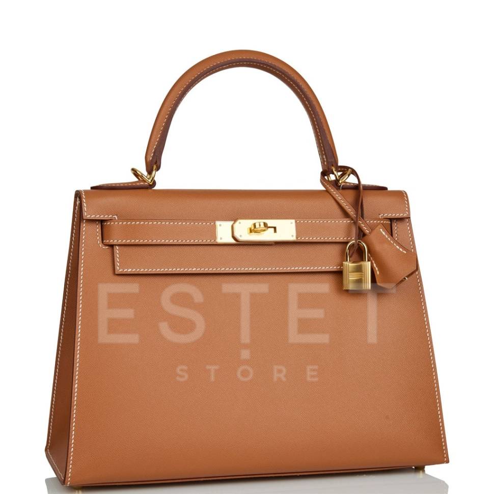 Сумка Hermes Kelly Sellier 28 Gold Madame Коричневая