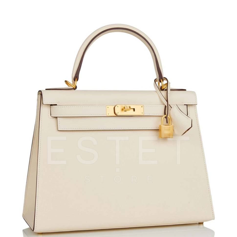 Сумка Hermes Kelly Sellier 28 Nata Verso Epsom Белая