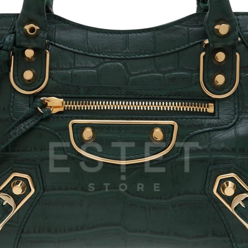Сумка Balenciaga Metallic Edge Темно-зеленая