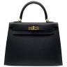 Сумка Hermes Kelly 25Cm Black Epsom Leather Gold Hardware Черная