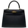 Сумка Hermes Kelly 25Cm Black Epsom Leather Gold Hardware Черная