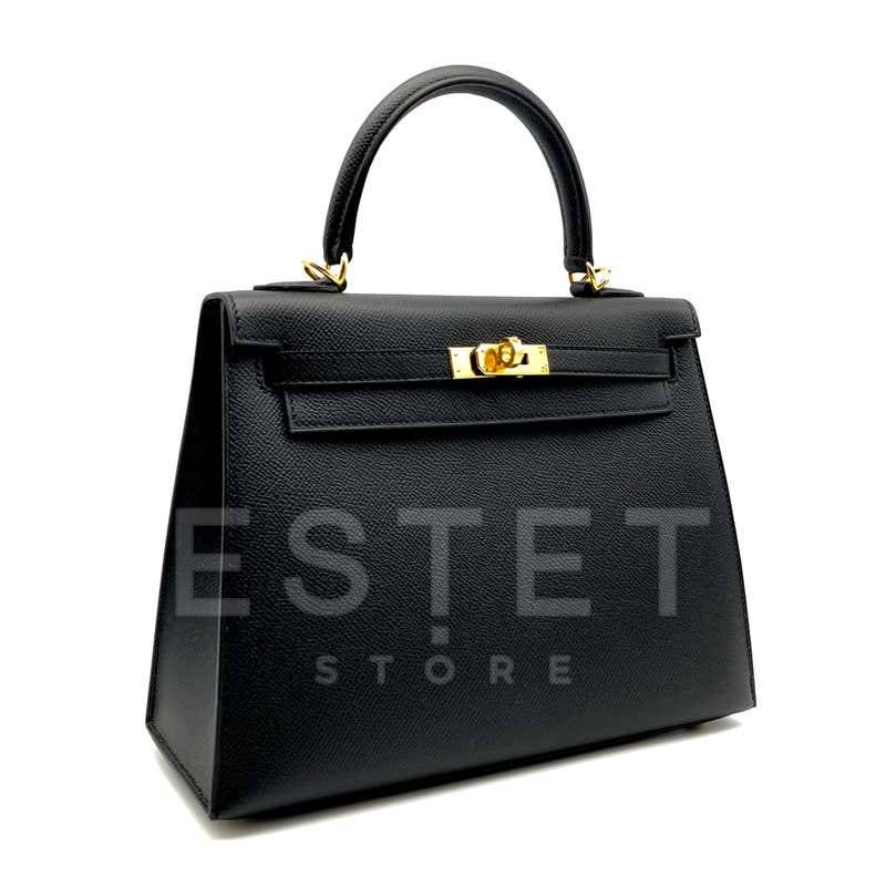 Сумка Hermes Kelly 25Cm Black Epsom Leather Gold Hardware Черная
