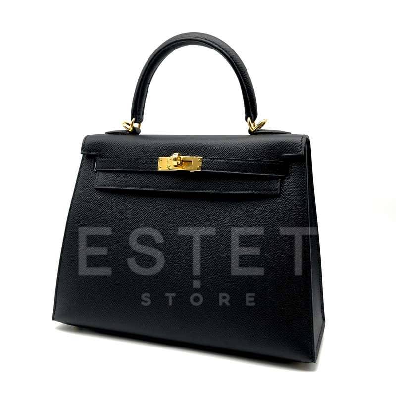 Сумка Hermes Kelly 25Cm Black Epsom Leather Gold Hardware Черная