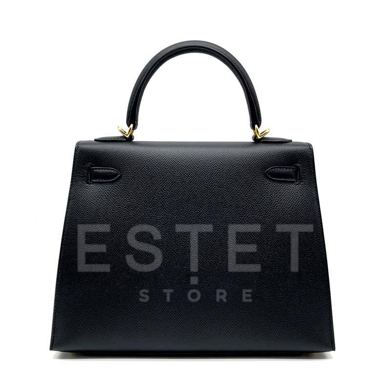 Сумка Hermes Kelly 25Cm Black Epsom Leather Gold Hardware Черная