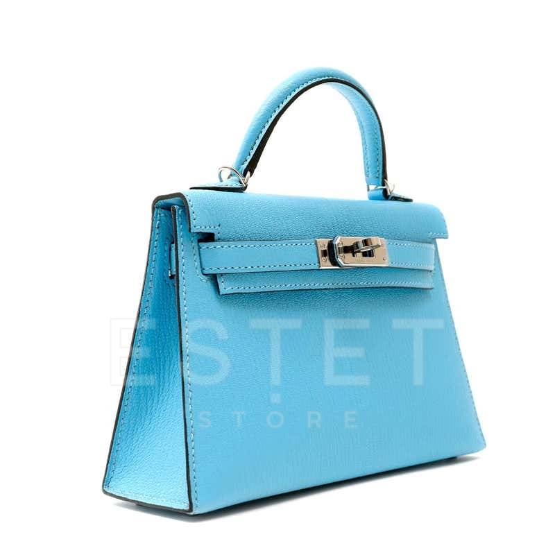 Сумка Hermes Kelly 20 Mini Robin Голубая