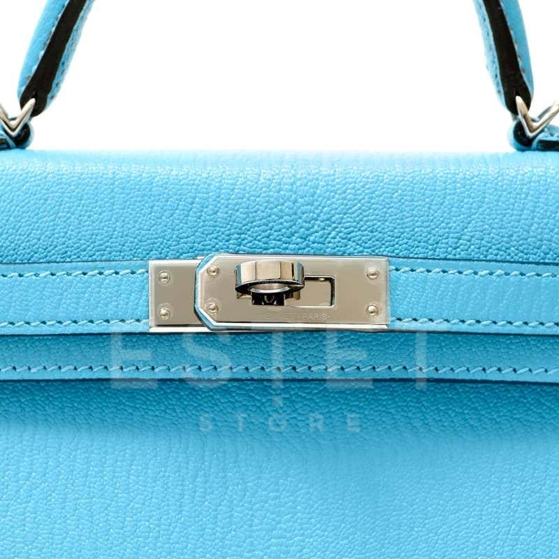 Сумка Hermes Kelly 20 Mini Robin Голубая