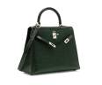 Сумка Hermes Sellier Kelly 28 Palladium Hardware Темно-зеленая